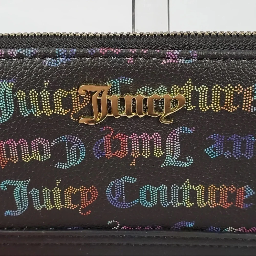Juicy Couture Black Rainbow Logo Zip Wallet